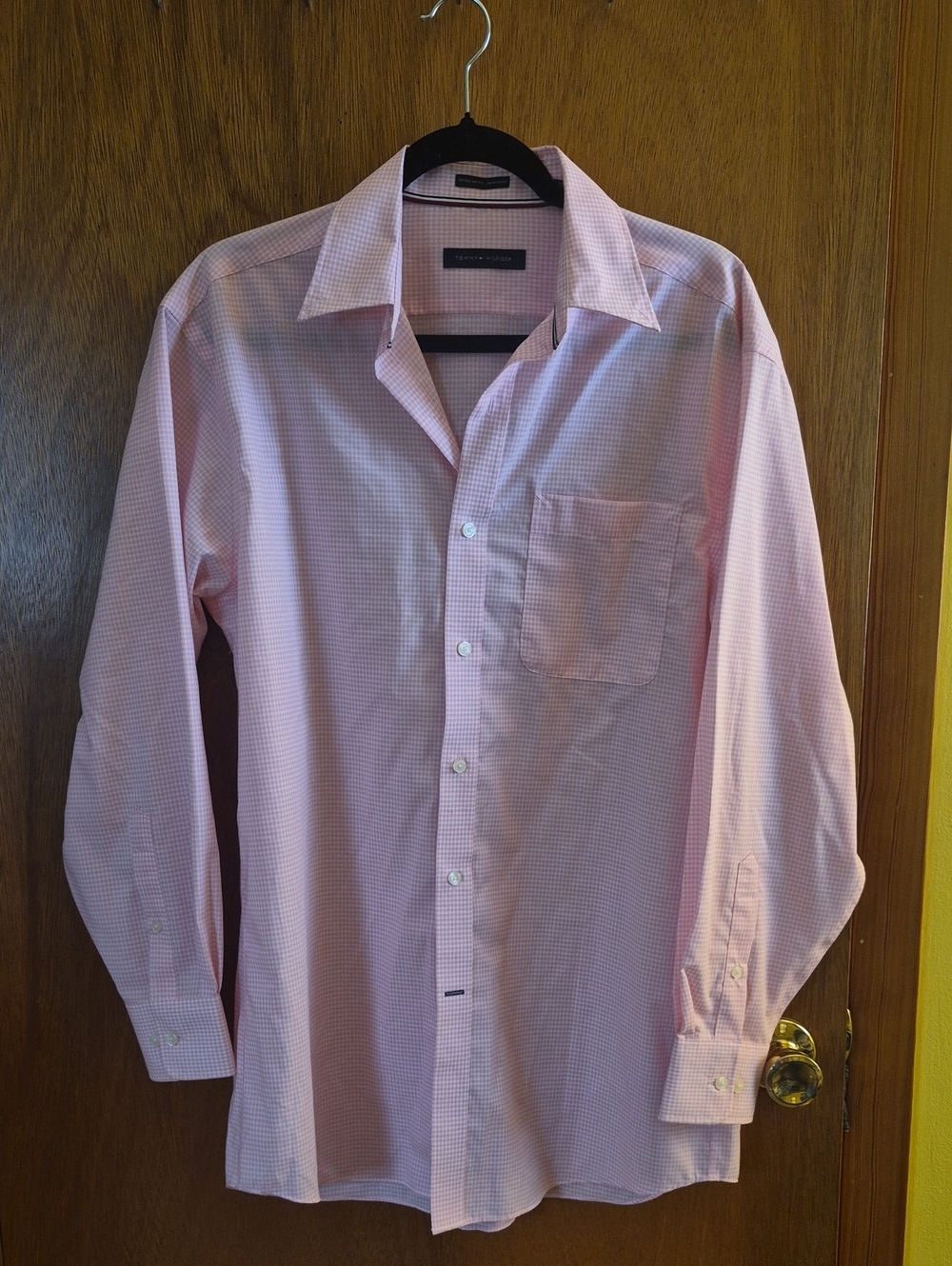 Tommy Hilfiger Pink Micro-Check Long-Sleeve Dress Shirt